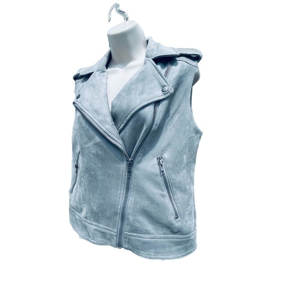 PHILOSOPHY Faux Suede Leather Vest Full Zip Silver Grey Gray size Small - Picture 8 of 10